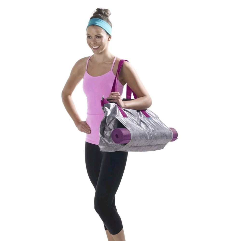 Lotus Yoga Tote Carrying Bag 24-inch Large Capacity Mat Storage Gray